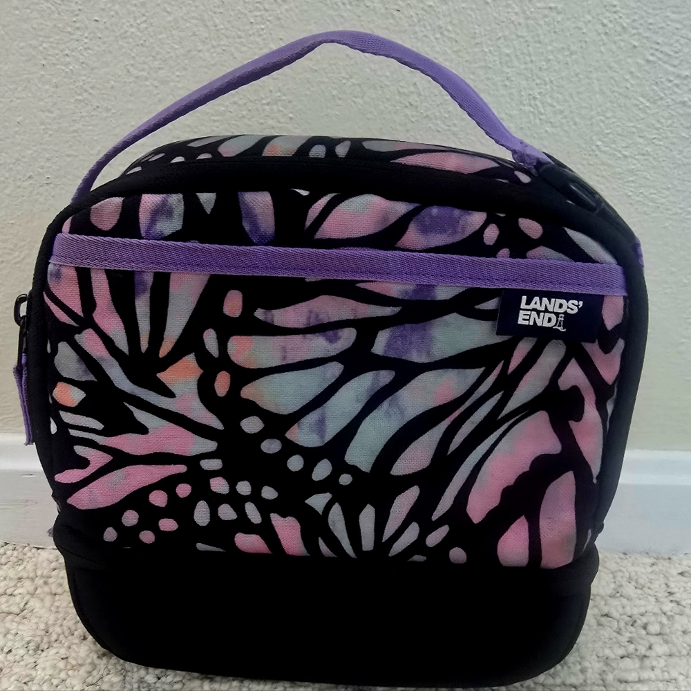 Lands' End Black and Pastel  Lunch Box